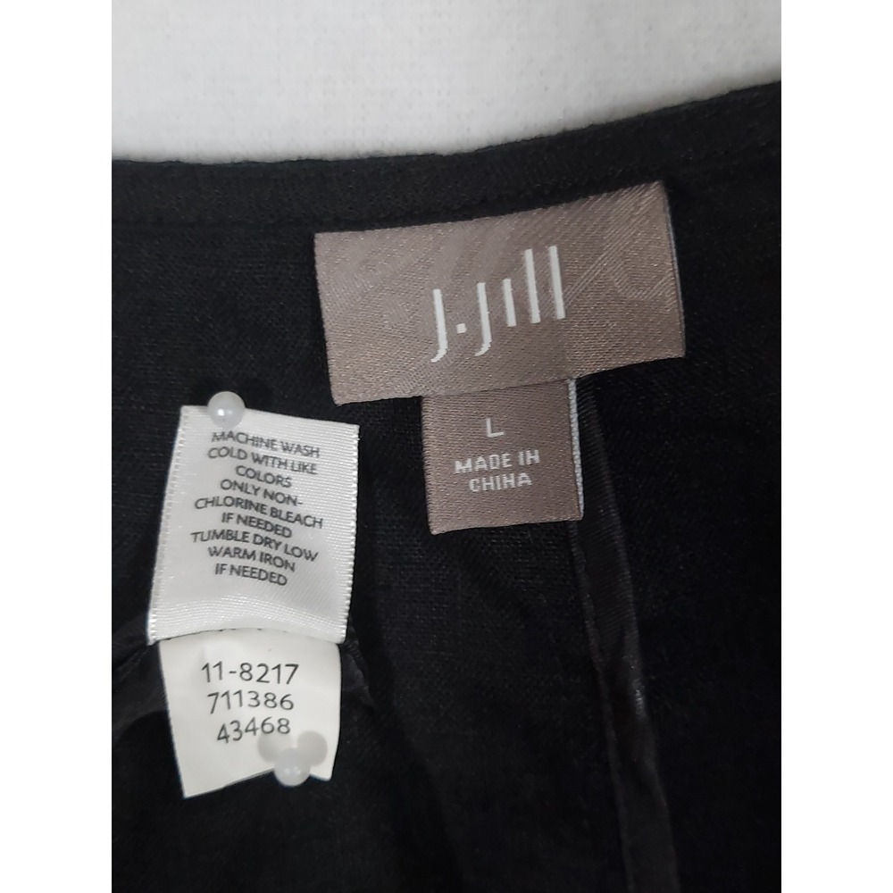 J.Jill Linen Black Maxi Dress L Lagenlook A-Line Scoop Neck Coastal Side Zip - Picture 6 of 9